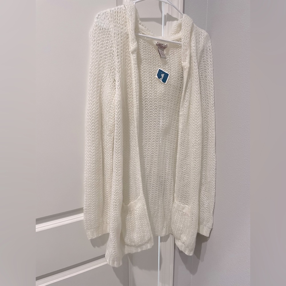Cream colored mesh style cardigan size medium